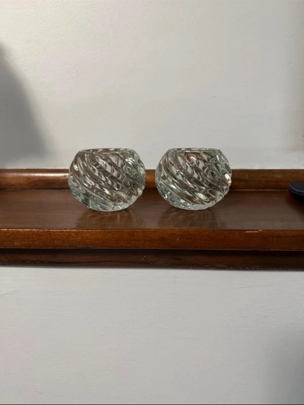 PartyLite Clear Swirl Glass Votive Holders - Pair